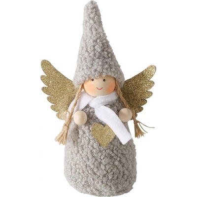 Boltze Home Figurka AMIA anděl v měkkém oblečení, výš, 16 cm šedá