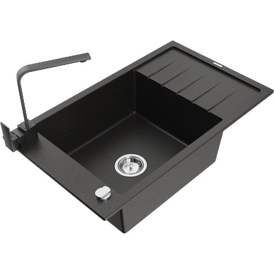 Mexen Elias гранитна кухненска мивка с 1 корито с отцедник и кухненски (6511-75-670300-70)
