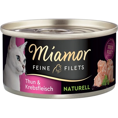 Miamor 6x80г Feine Filets Naturelle Miamor, консервирана храна за котки - риба тон и месо от раци