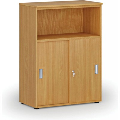 Primo Kombinovaná kancelárska skriňa so zásuvnými dverami WOOD, 1087 x 800 x 420 mm, buk