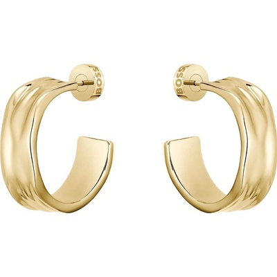 Hugo Boss Masivní kruhové náušnice z pozlacené oceli Ripple 1580776