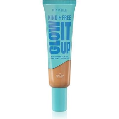 Rimmel London Kind & Free Glow It Up Moisturising Skin Tint hydratační make-up pro citlivou suchou a normální pleť 210 Golden Beige 30 ml