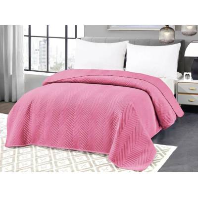 Textilomanie Světle růžový sametový přehoz na postel ARROW VELVET 200 x 220 cm