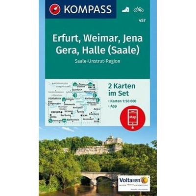 Kompass Karte Erfurt Weimar Jena Gera Halle Saale 2 Bl.