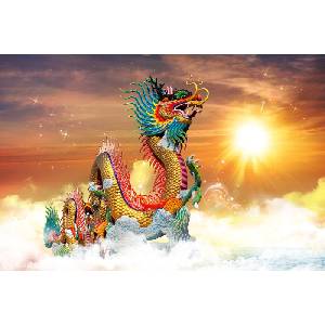DIMEX ART Флизелинов фототапет дракон при залез слънце 375 x 250 см