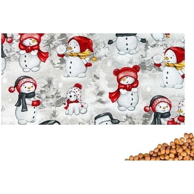 VFstyle nahrievací vankúšik s čerešňovými kôstkami 30x15 cm Snowmen and Dog