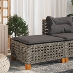 vidaXL Градинска табуретка с възглавница сива 63, 5x56x32 см полиратан (365933)