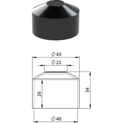 Vnější krytka kulatá ø 40 mm, plastová PE, černá