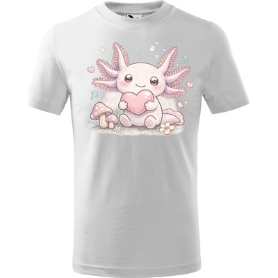 Stymio detské tričko Axolotl so srdiečkom Biela