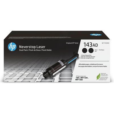 HP 143AD Dual Pack Black Original Neverstop Toner Reload Kit (W1143AD)