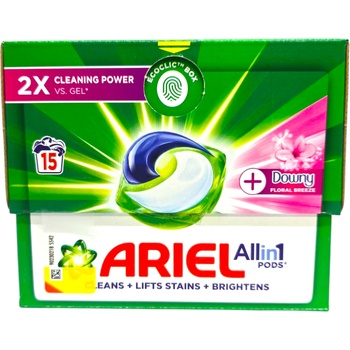 Ariel капсули за пране, Бяло пране, All in One, 15 броя, Downy