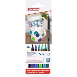 edding Комплект четки за порцелан, EDDING "4200 Cool color", 6 различни цвята 4-4200-6099 (4-4200-6099)