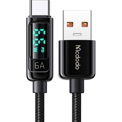 Mcdodo CA-8690 USB-A na USB-C 6A digitální displej 1,2m černý