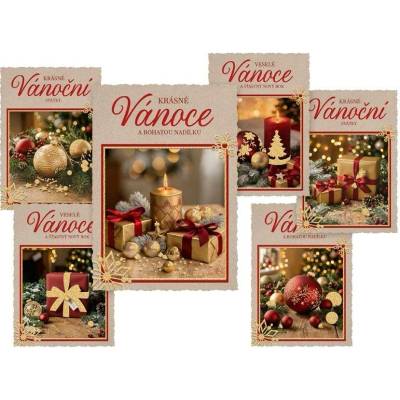 UNIPAP pohlednice vánoční 184 E výsek+UV+glitr 1240897