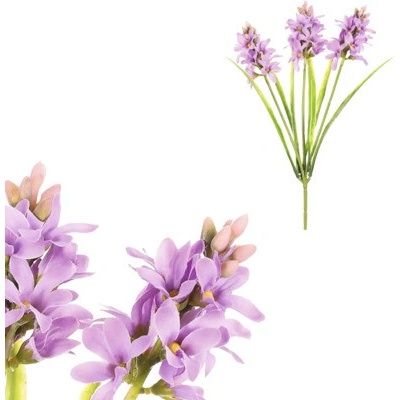 Umelá kvetina hyacint fialový, 3 hlavy 32 cm