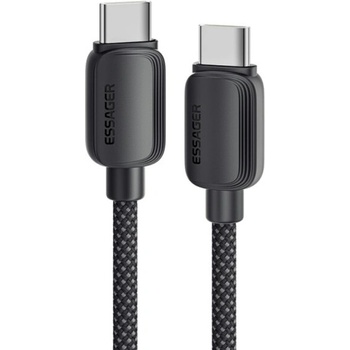 Essager ES-X46 opletený nabíjací a dátový USB-C na USB-C 1m černý