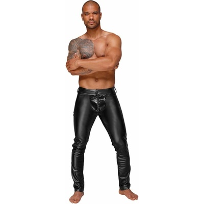 Pánske nohavice H051 Powerwetlook s dekoratívnymi PVC záhybmi
