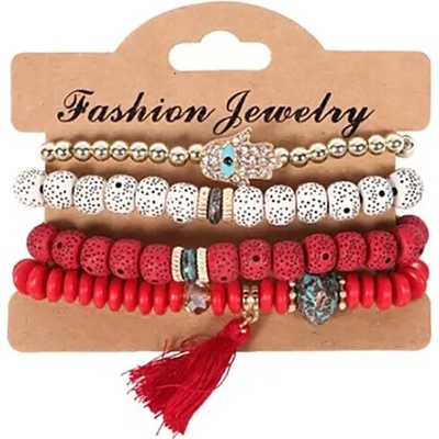 Fashion Jewelry Dámský 4 v 1 červený mix OJ116