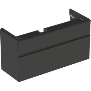 Geberit Долен шкаф Geberit Smyle Square за стенен умивалник, тъмносив лава, 2 чекмеджета, 119 см (500.355.JK.1)