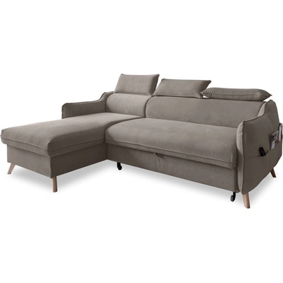 Miuform Светлокафяв кадифен ъглов разтегателен диван (ляв ъгъл) Sweet Harmony - Miuform (967MO233)