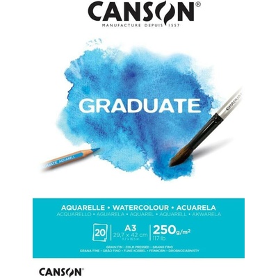 Canson Akvarelový papír Graduate Aquarelle blok A3 250g, 20 listů