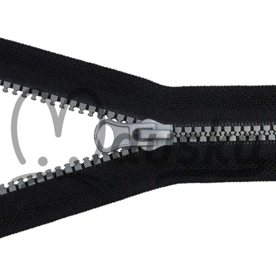 Zip kostěný bundový 5mm dělitelný délka 50 cm - ČERNÁ S ŠEDOU
