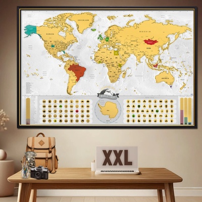Stieracia mapa sveta - Blanc edícia zlatá XXL