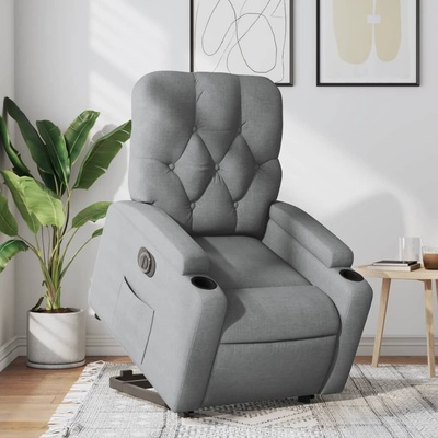vidaXL 11461.3204734 Elektrické zvedací polohovací světle šedé textil