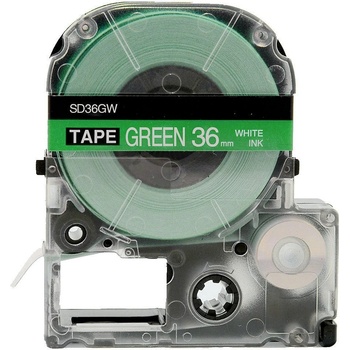 Compatible Epson LK-SD36GW, 36mm x 9m, бял печат / зелен фон, съвместима лента (LKSD36GW)