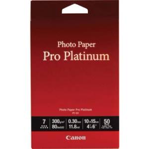 Canon Photo Paper Pro Platinum PT-101 2768B014, 300 g/m2, 10x15cm, 50 бр. , гланцирана, бяла, фотохартия (2768B014)