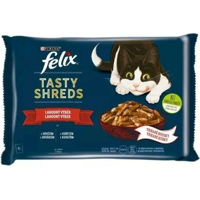 Felix TastyShreds mp + hovädzie 4x80 g