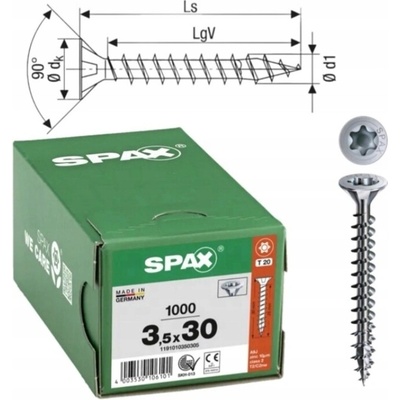 Spax Vrut zápustná hlava TXS W 4C MH 3,5 x 30 mm (1000 ks)