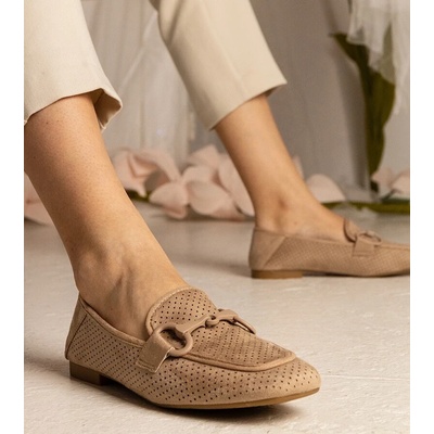 D/CEO UR/CEO Brown perforated women's moccasins with decoration Mensory hnědá