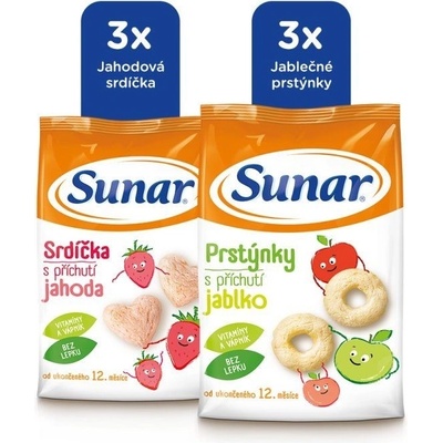 Sunar dětský mix jahodové a jablečné křupky 6 × 50 g