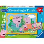 Ravensburger - Puzzle 2x12 Peppa Pig: Happy Families - 1 - 39 piese