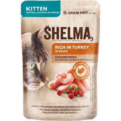SHELMA Cat Kitten morka a brusinka v omáčce 85 g