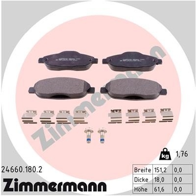 Sada brzdových destiček, kotoučová brzda ZIMMERMANN 24660.180.2