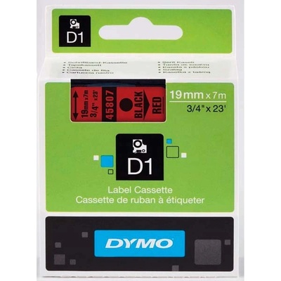 Páska Dymo D1 19 mm x 7m, černý tisk/červený podklad, 45807, S0720870
