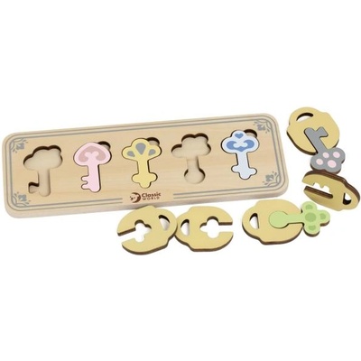 Teddies Дървена вложка ключове и ключалки, 11 бр. в кутия 29x12x4см 18м+