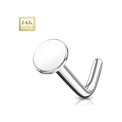 Šperky4U zlatý piercing do nosu s placičkou ZL01028-WG