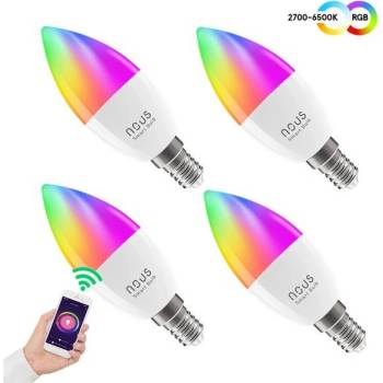 NOUS Smart LED žárovka E14 4,5W RGB P4/4pack WiFi Tuya sada 4ks