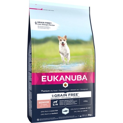 Eukanuba Senior Small & Medium Breed Grain Free mořská ryba 2 x 3 kg