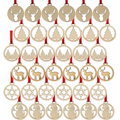Drevené vianočné ozdoby 36 kusov RUHHY 24855
