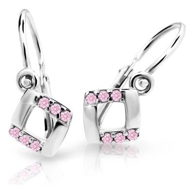 Danfil dětské náušnice C2268 z bílého zlata s kamínky Pink