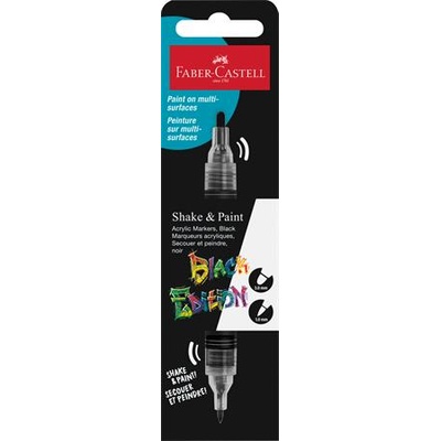 Faber-Castell Декоративен маркер, 1, 0/3, 0 мм, с два края, акрилен, FABER-CASTELL "Shake&Paint", черен 285598 (285598)