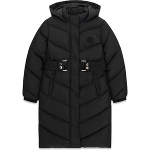 GUESS Детско дълго зимно яке Guess с качулка и колан в класическо черно