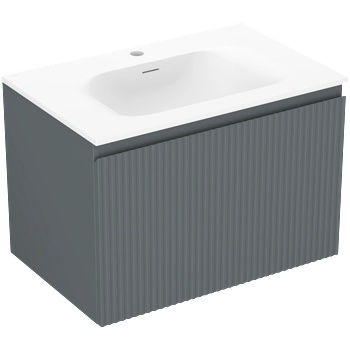Mexen Rivel шкаф за баня 70 см с мивка Vela, 1 чекмедже, набраздена, графит мат/бял мат - 91A20-07047-1-BF66-W23M01 (91A20-07047-1-BF66-W23M01)