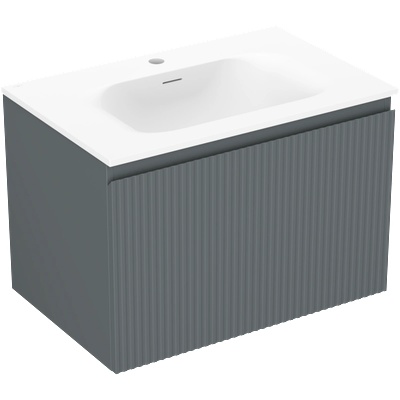 Mexen Rivel шкаф за баня 70 см с мивка Vela, 1 чекмедже, набраздена, графит мат/бял мат - 91A20-07047-1-BF66-W23M01 (91A20-07047-1-BF66-W23M01)