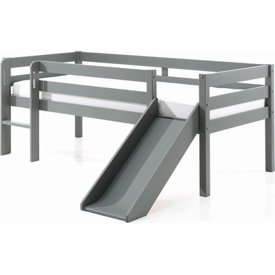 VIPACK Сиво повдигнато легло за деца с пързалка , 90 x 200 cm Pino - Vipack (PIMS9017)