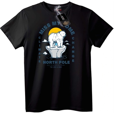 NOONEBRAND Тениска Полярна мечка и климатични промени - XL, Black